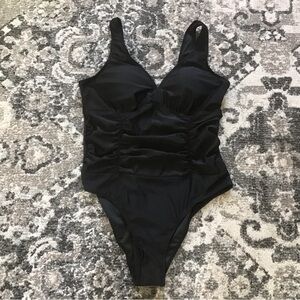 NWOT SHEIN Black Swimsuit w/ Ruching, XL